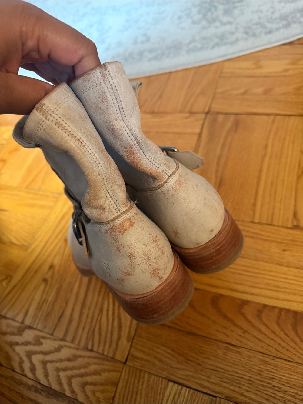 Frye Off-White Veronica Leather Ankle Boot with Buckle - Picture 10 of 14